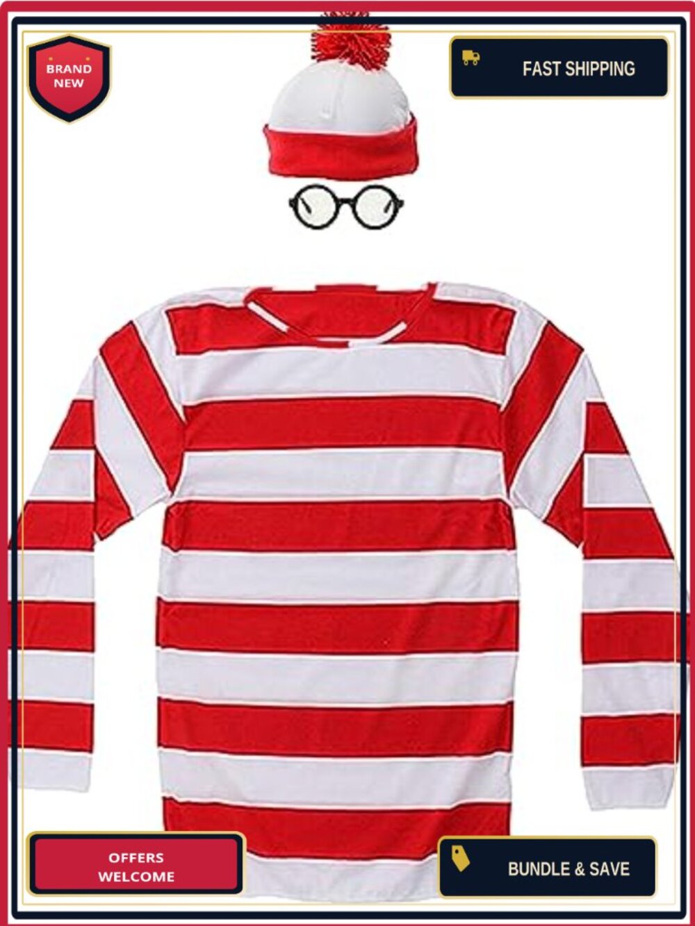 Men's Halloween Costume Set T-Shirt Hat Glasses Polyester Cosplay